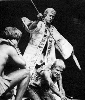 Achilles (Alan Howard) taunts Thersites (Norman Rodway).